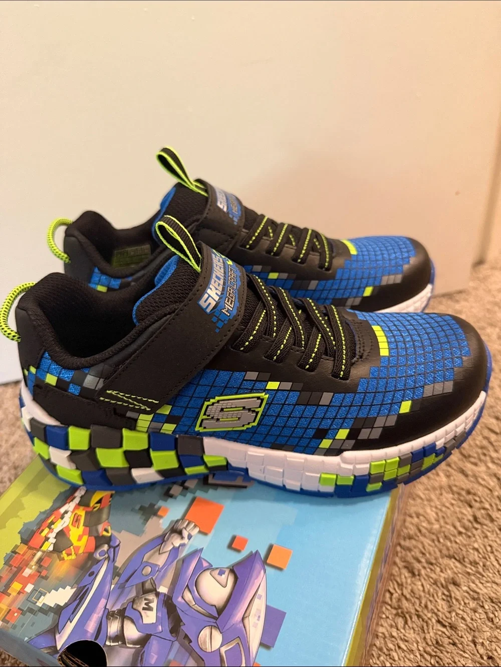 Skechers Kids' Blue & Lime Mega-Craft Light-Up Sneaker